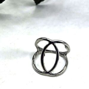 "5/$25" Minimalist Wide Open Circle Silverplate Ring Sz 6